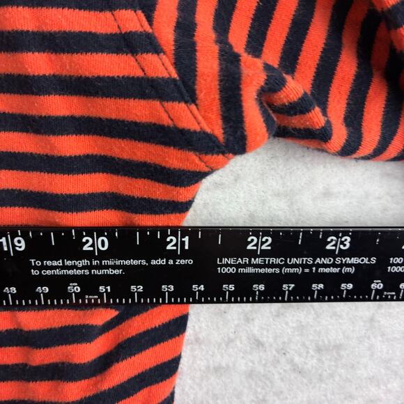 Slazenger Short Sleeve Polo Shirt Mens Large Orange Navy Blue Stripe Golf Casual - Picture 2 of 10